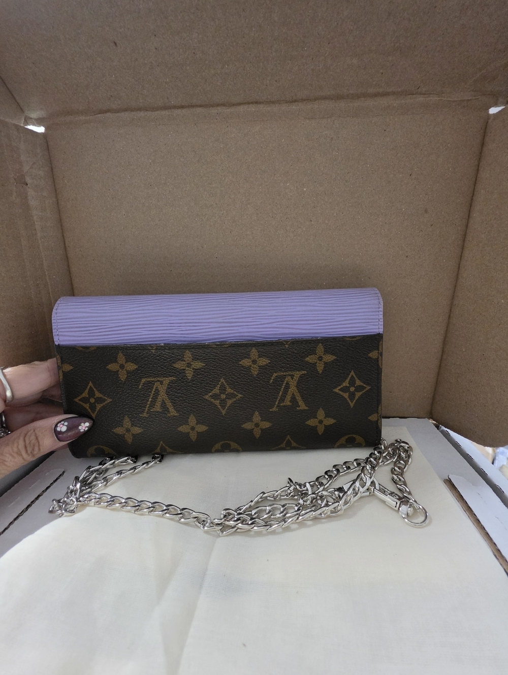 AUTHENTIC Louis Vuitton Lilac Epi Leather & Monogram Canvas MarieLou Long Wallet - Picture 3 of 13